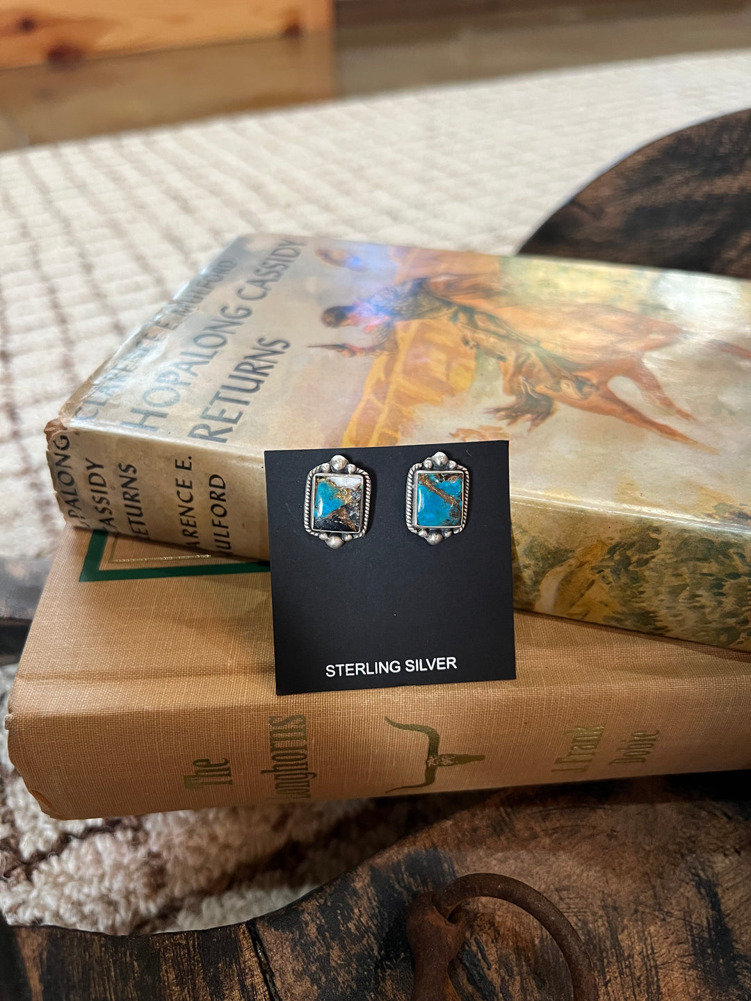 White Buffalo & Turquoise Earrings