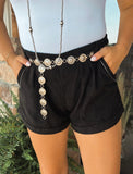 Buck Stitch Queens Shorts-Black