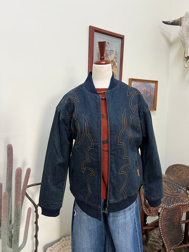Western Embroidered Bomber Jacket