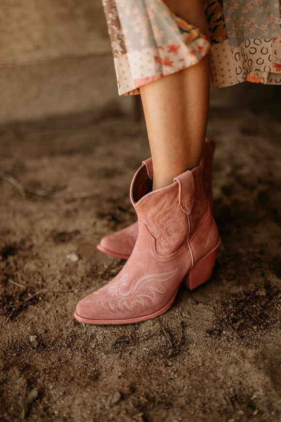 Ariat: Chandler Rough Out Blush Booties