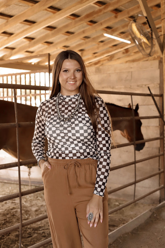 Cowgirl Checker Mesh Top