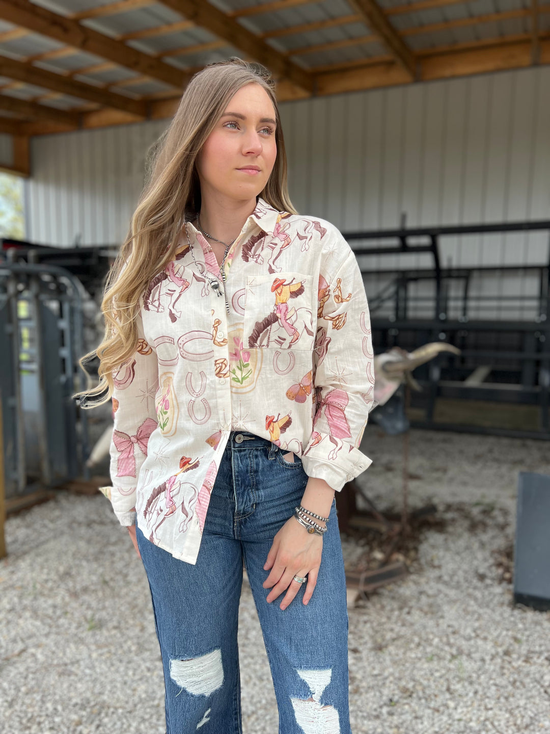 Coquette Western Girly Button-Up