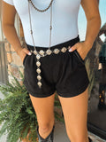 Buck Stitch Queens Shorts-Black