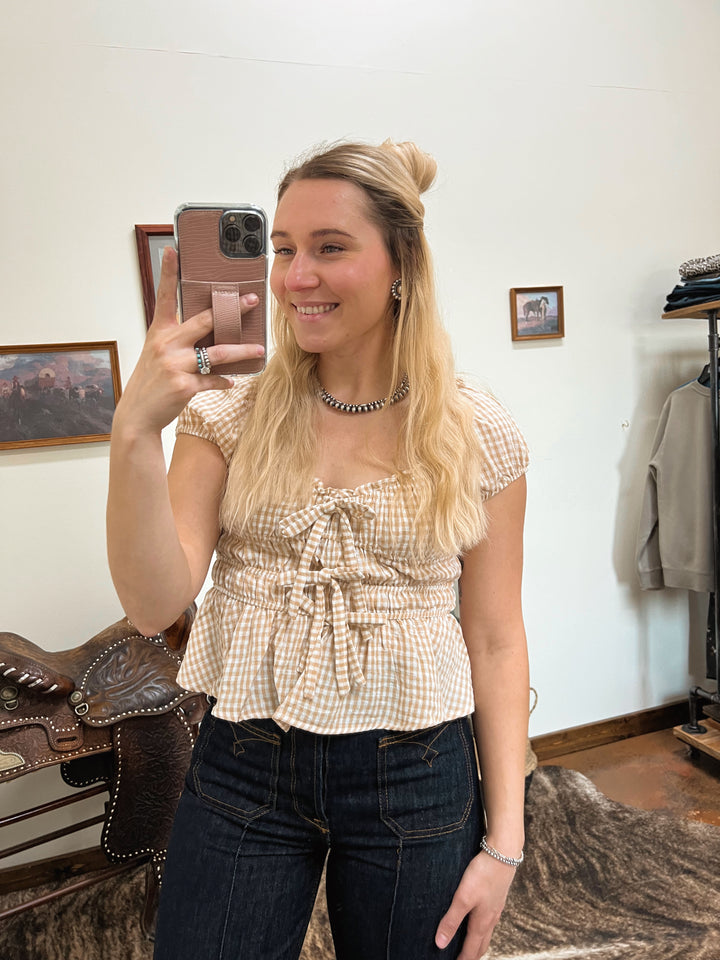 Gingham Tie Top