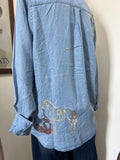 Embroidered Cowgirl Motif Button-Up-Denim