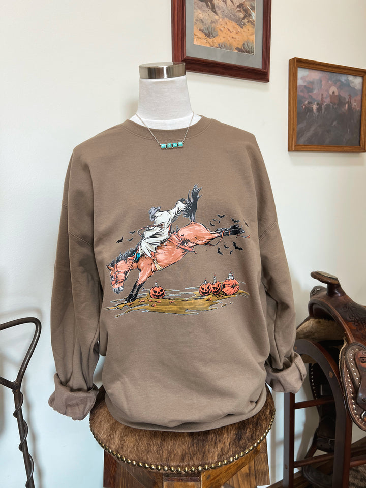 Buckin’ Spooky Crewneck-Mocha