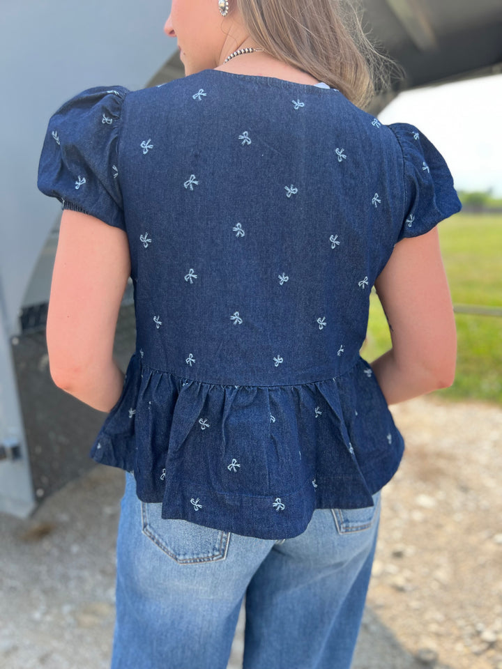 Vintage Denim Bow Top