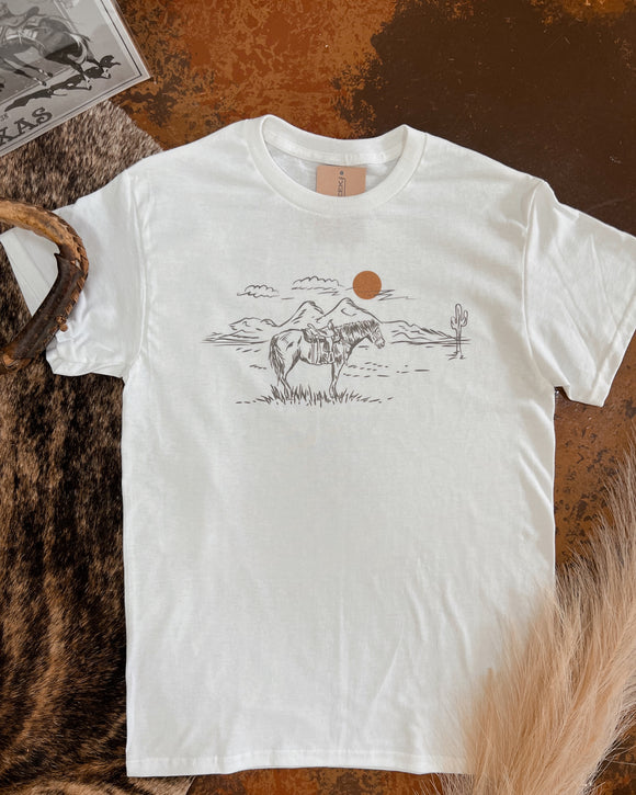 Sunset Cow Horse T-Shirt