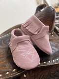 Boot Stitch Baby Moc-Dusty Pink Suede