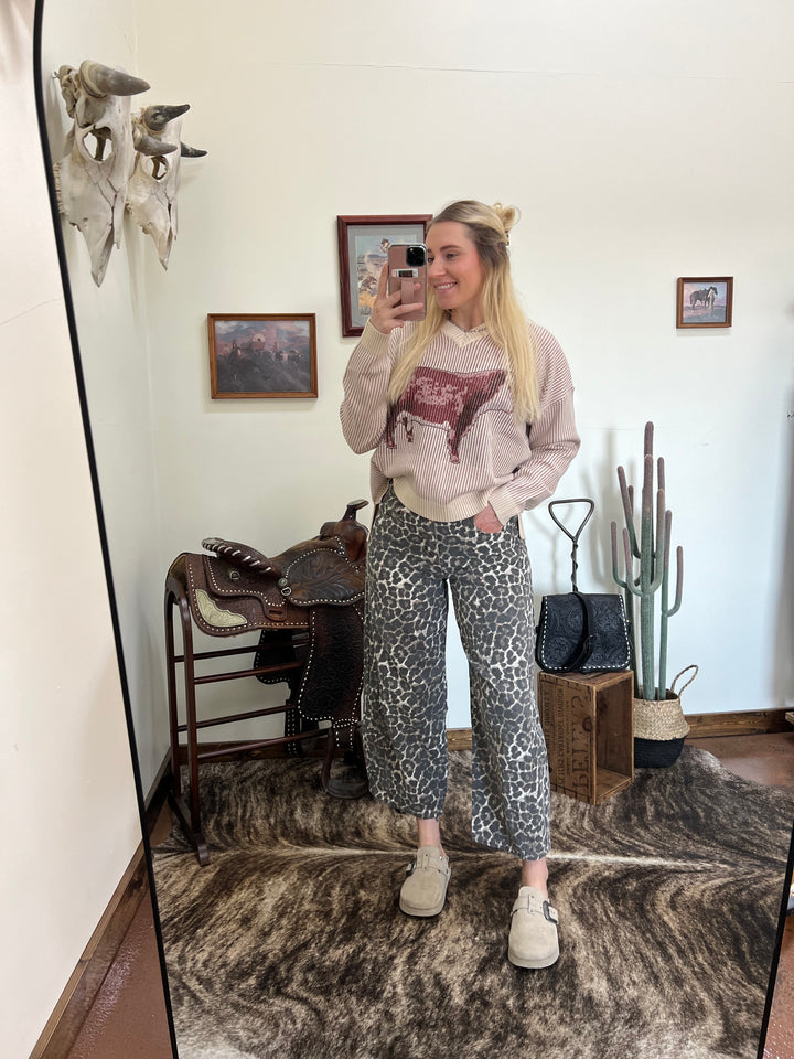 The Ellie Leopard Barrel Jeans