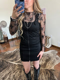 Sue Suede Buckle Dress-Black