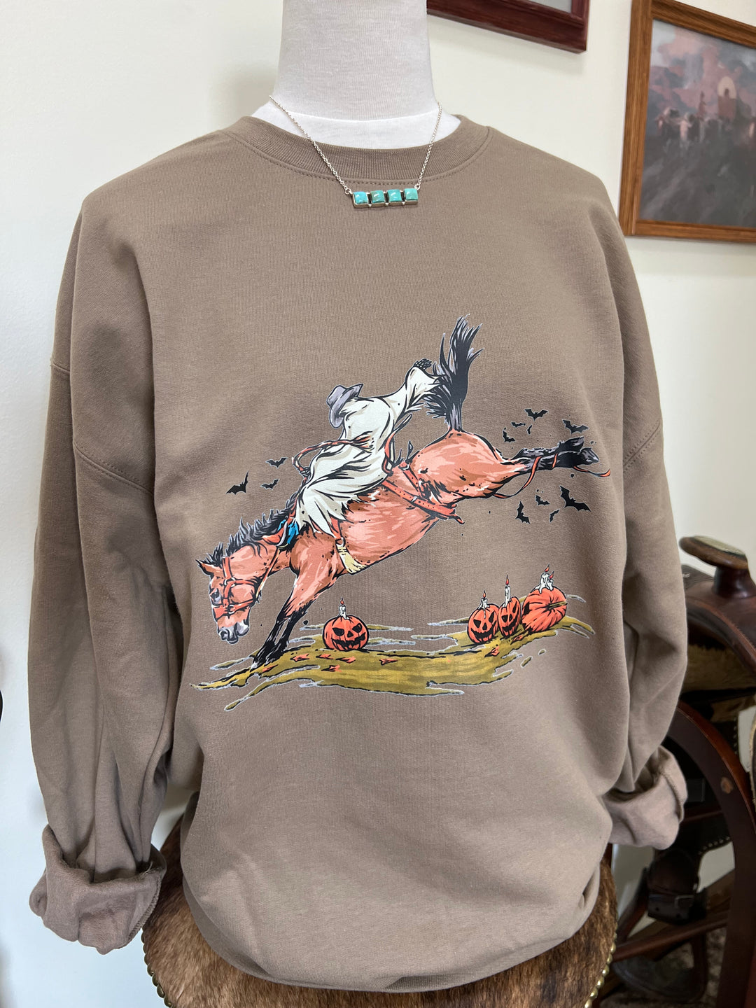 Buckin’ Spooky Crewneck-Mocha