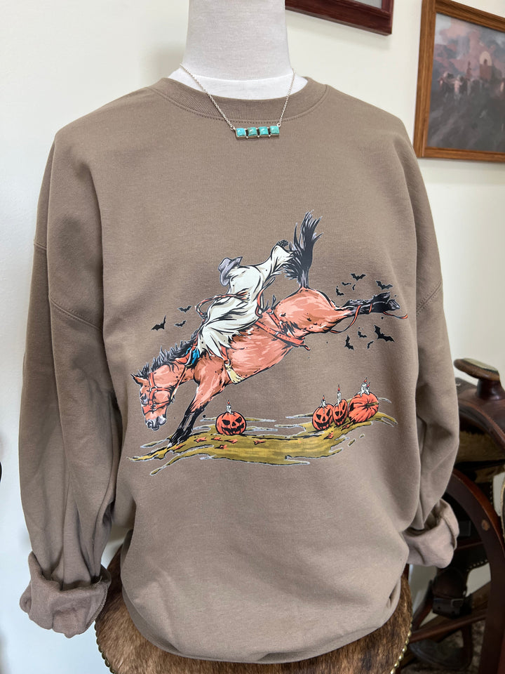 Buckin’ Spooky Crewneck-Mocha