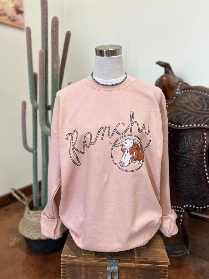 Ranchy Crewneck-Dusty Pink