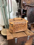 Tooled Leather Jewelry Case-Natural