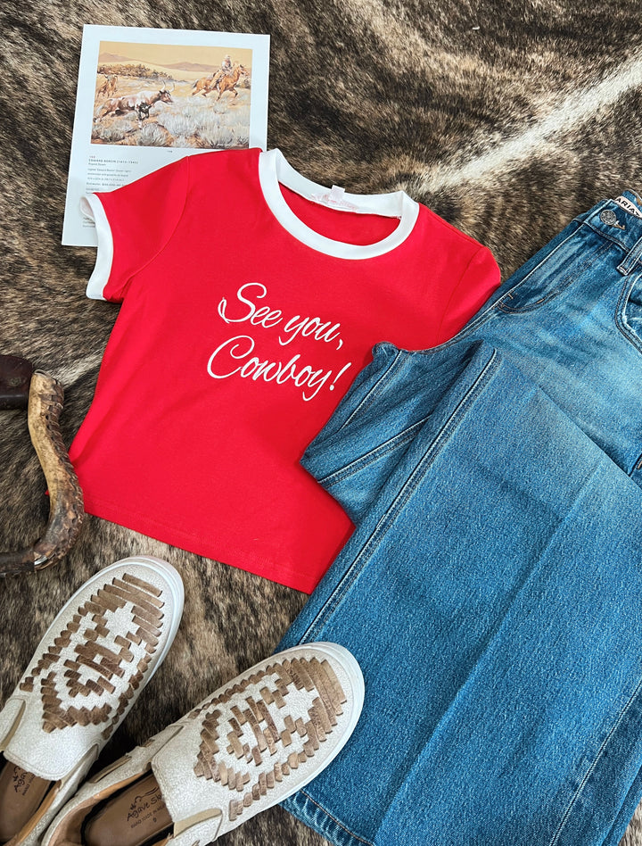 See You Cowboy Crop Tee