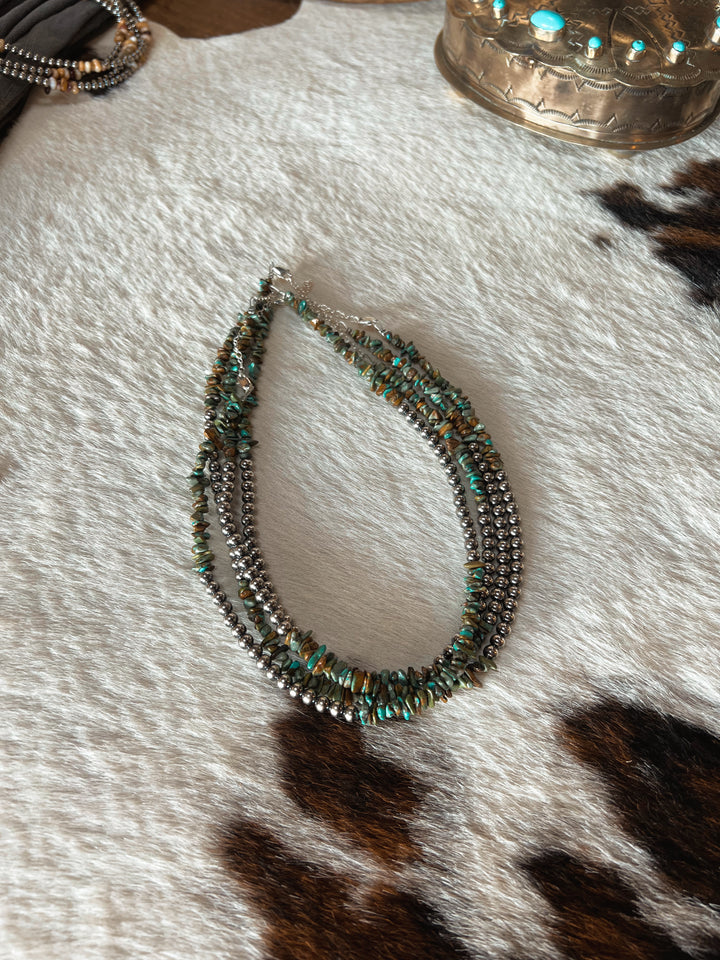 Desert Pearls & Turquoise Necklace-16”