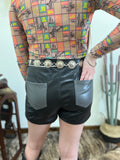 Camino Cowboys Leather Shorts-Black