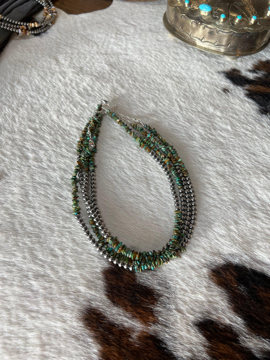 Desert Pearls & Turquoise Necklace-16”