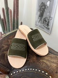 Nadia Olive Suede Out Sandals