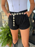 Buck Stitch Queens Shorts-Black