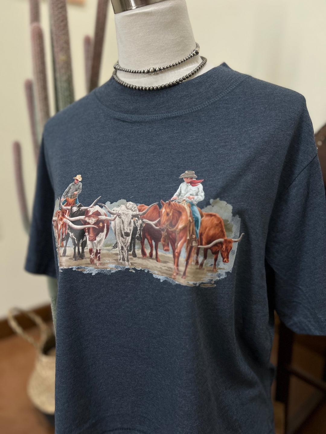 Cows Come Home Crop Tee-Vintage Denim
