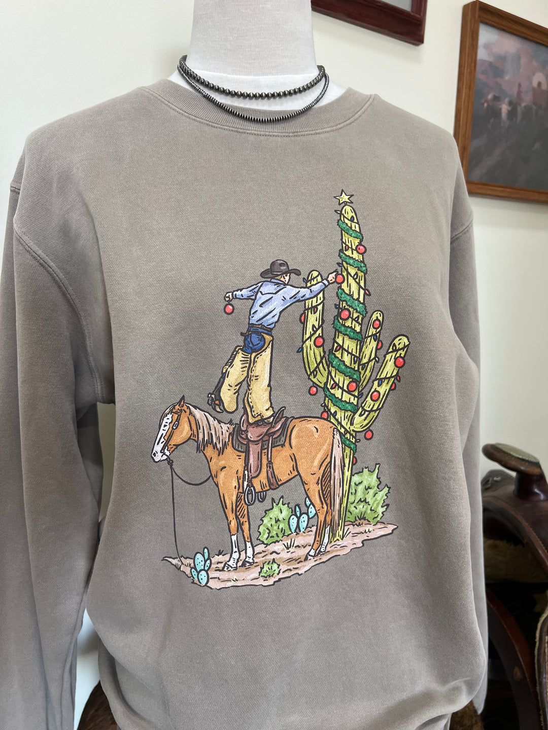 Christmas Saguaro Crewneck-Concrete