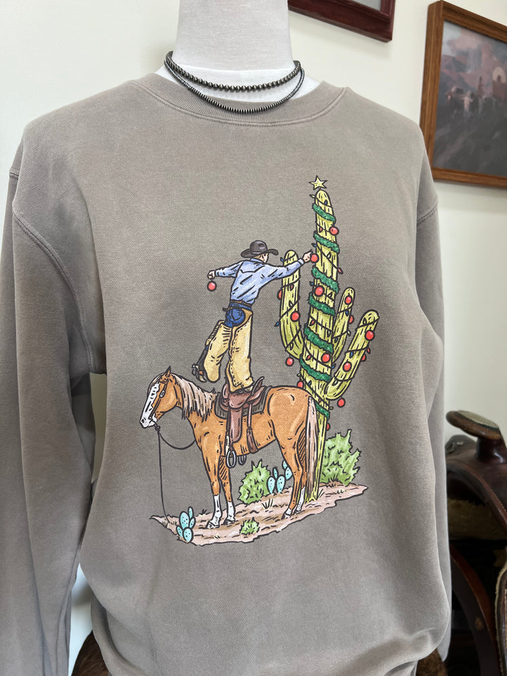 Christmas Saguaro Crewneck-Concrete