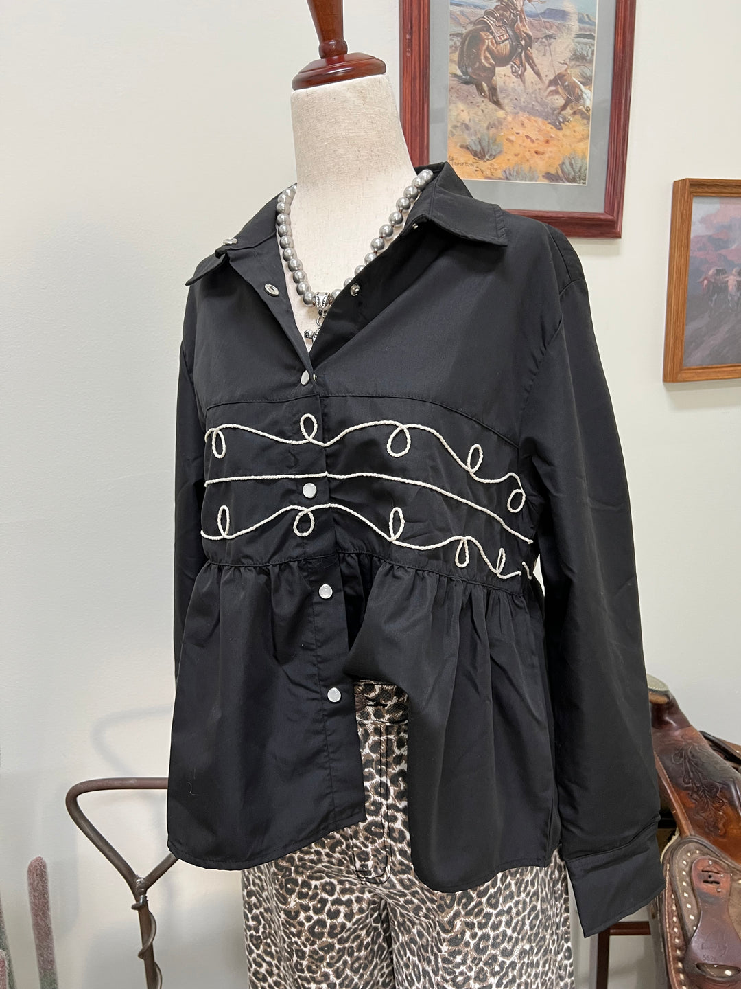 Loopty Lou Black Long Sleeve Top