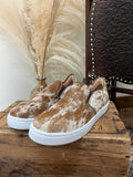 Utah Cowhide Slip Ons- Red Chocolate