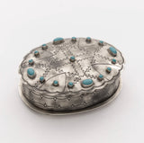 Oval Stamped Silver Jewelry Box