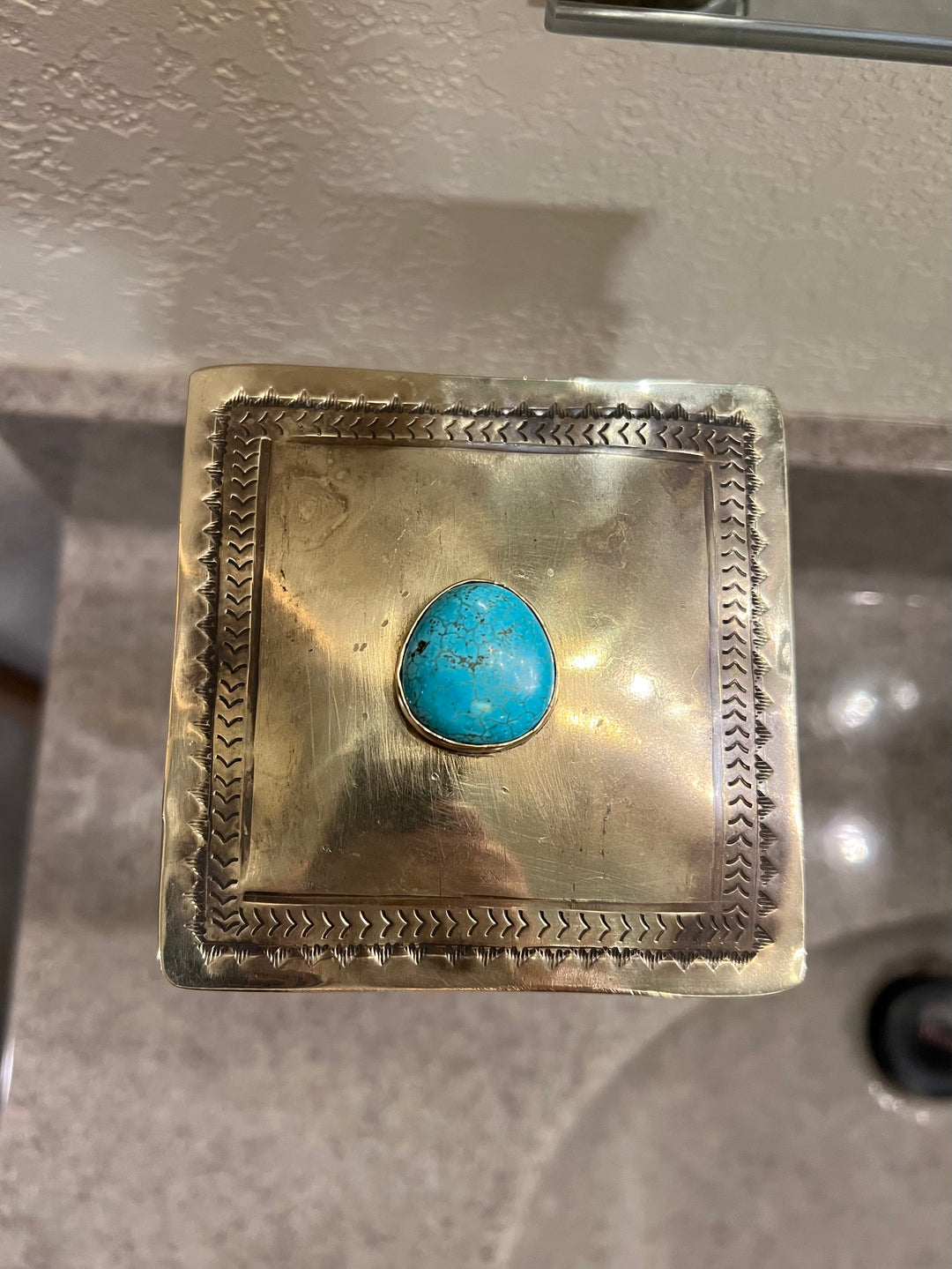 Turquoise Stamped Silver Glass Canister {3 sizes}