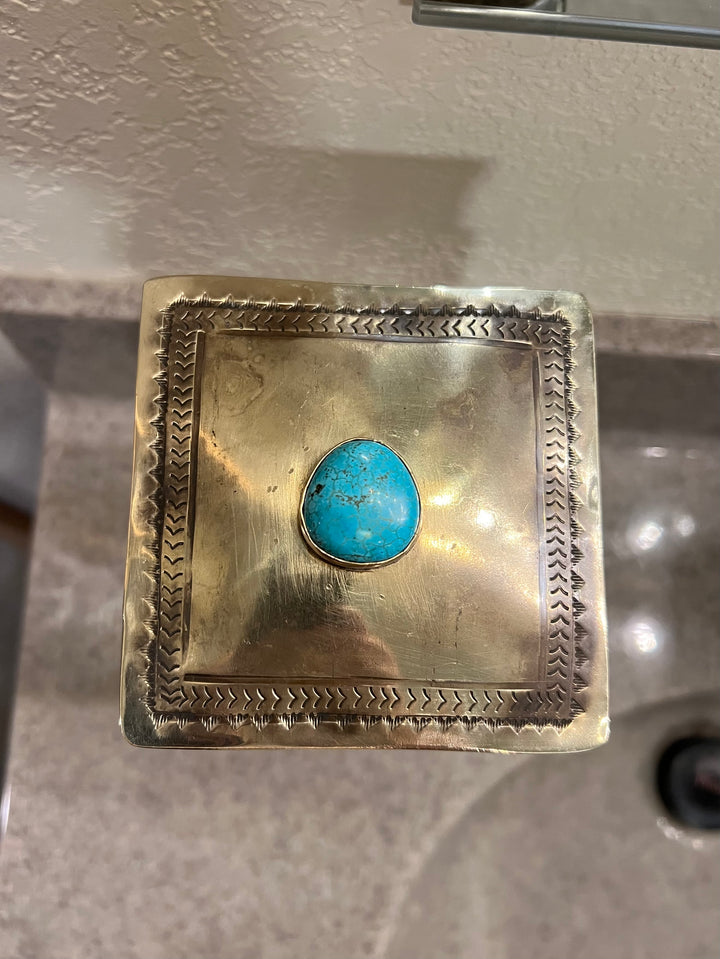 Turquoise Stamped Silver Glass Canister {3 sizes}
