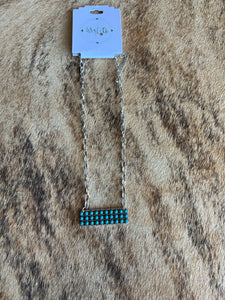 Studded Turquoise Bar Necklace