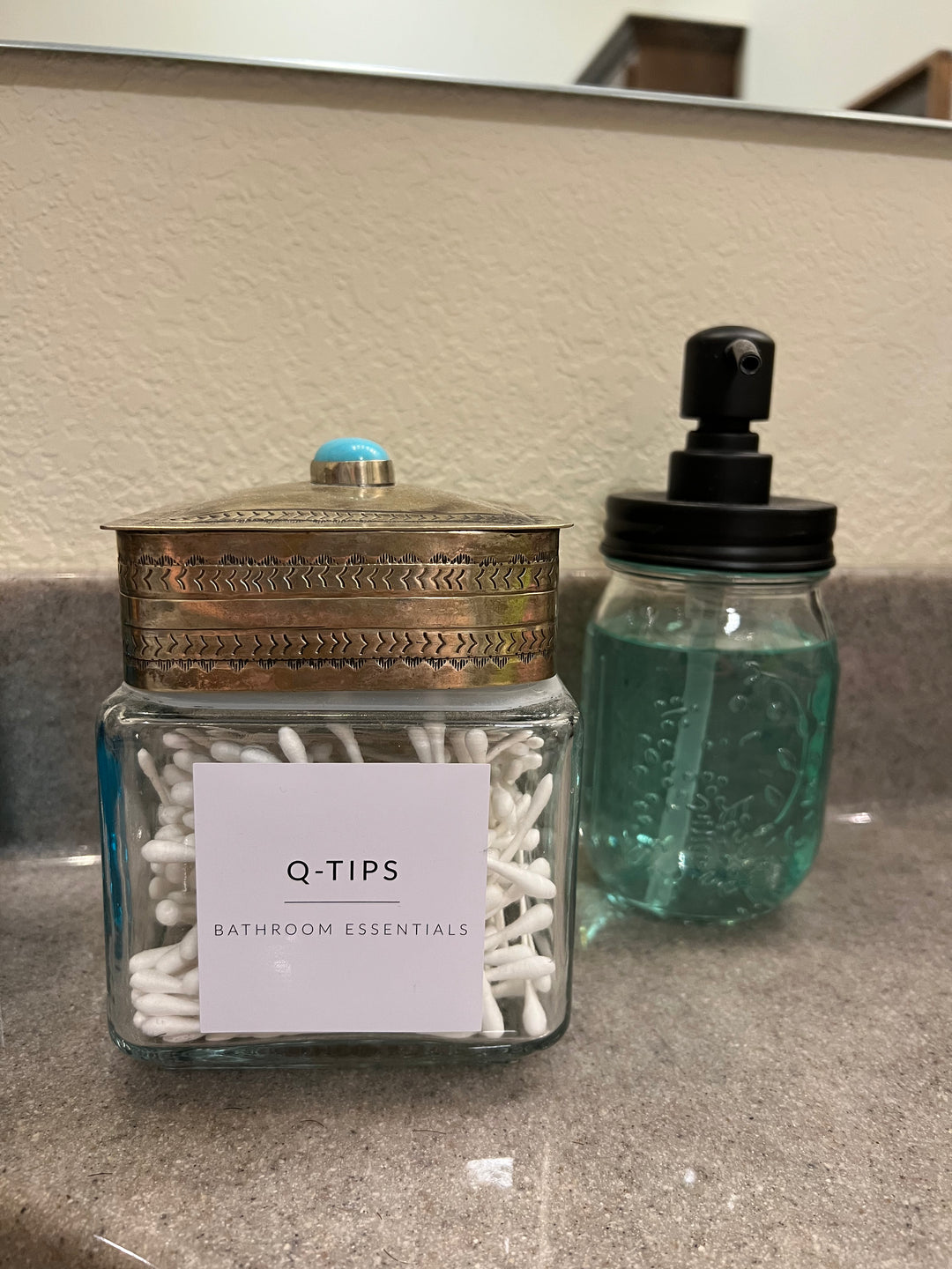 Turquoise Stamped Silver Glass Canister {3 sizes}