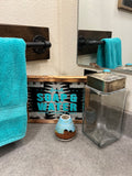 Turquoise Stamped Silver Glass Canister {3 sizes}