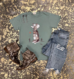 Cowboy Bunny T-Shirt- Seafoam