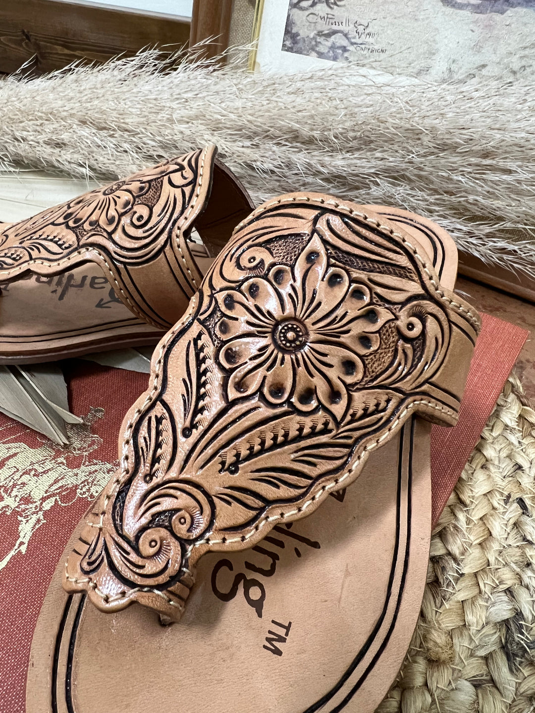 The Virgil Tooled Leather Sandals