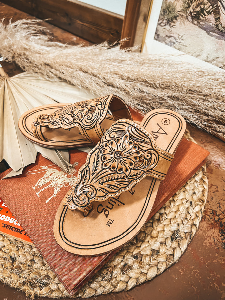 The Virgil Tooled Leather Sandals