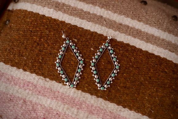 Diamond Turquoise Alternating Earrings