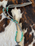 Faux Navajo Pearl & Green Turquoise Naja Necklace
